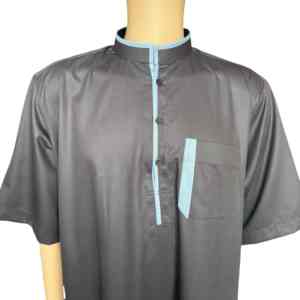 Thobe de <span class=keywords><strong>estilo</strong></span> Qatar <span class=keywords><strong>para</strong></span> <span class=keywords><strong>hombre</strong></span> con cuello levantado, túnica larga, Oriente Medio árabe de ropa de <span class=keywords><strong>hombre</strong></span>, ropa islámica tradicional con bolsillo y pantalón - Product Image 5