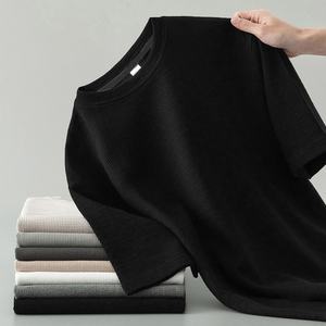 T-shirt d'été décontracté pour homme à manches courtes, col rond, uni, respirant, en polyester, coupe ample, résistant à l'usure - Product Image 2