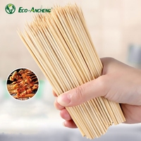 Brochettes en bambou naturel jetables de haute qualité, résistantes à la chaleur, multi-tailles, pour viande et légumes, sans danger pour les aliments, idéales pour le camping