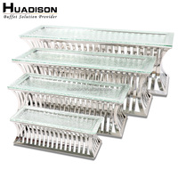 Matériel de restauration Huadison, support à gâteau de buffet, support à gâteau argenté, ensemble de supports à gâteau pour table de dessert