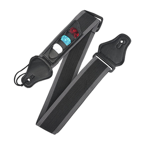 Sangle de guitare en nylon réglable avec extrémités en cuir PU et 3 porte-médiators pour guitare <span class=keywords><strong>acoustique</strong></span> – Offre Spéciale - Product Image 1