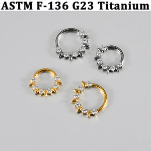 Anneau à clous en titane F136 et anneau clicker en CZ |   Bijoux <span class=keywords><strong>de</strong></span> piercing punk pour les oreilles et le <span class=keywords><strong>nez</strong></span>, pour les studios et les détaillants - Product Image 2