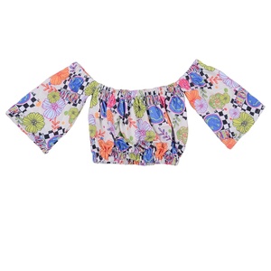 Venta al por mayor de fábrica OEM/ODM: Tops halter sin tirantes con volantes esponjosos y manga larga para niñas, estilo inglés, de poliéster/algodón. - Product Image 3