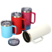 Layanan OEM Ember Travel Mug Lapisan Bubuk Stainless Steel Tumbler Mug Kopi Perjalanan dengan Tutup
