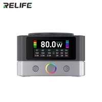 Chargeur USB RELIFE Q7 80W à 6 ports, station de charge rapide USB C PD 65W, charge rapide 15W sans fil, affichage numérique pour iPhone Android