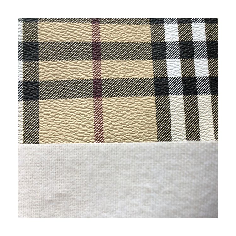 Plaid Printed Multicolored Textured PU Faux Vinyl Leather Fabric Roll/Sheet Cotton Backing for Making Shoe Bag Bows Wallet Craft