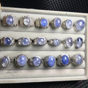 خاتم كريستال دومورتييريت طبيعي من الفضة الإسترلينية عيار 925 مع حجر كبير، خاتم أنيق للجنسين من الكوارتز الأزرق عالي الجودة - Product Image 6