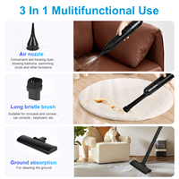 Aspirateur à main rechargeable mini avec 3 embouts interchangeables, double aspiration, portable, pour voiture, bureau, poils d'animaux