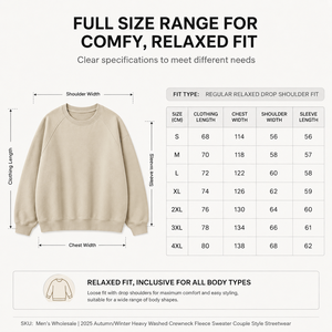 Sudadera de forro polar extragrande para hombre, 375G, de alto gramaje, cuello redondo, color liso, estilo urbano, proveedor OEM, ropa superior al por mayor - Product Image 2