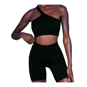 Benutzer definierte Großhandel neue Modell Spandex Womens Supportive Sport-BH/BHs Mode Bling eine Schulter gepolstert Sport-BH