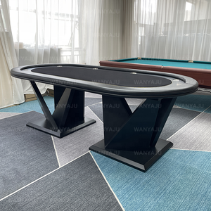 Table de poker professionnelle haut de gamme moderne ronde 6 8 10 places sur mesure en velours suédé avec porte-gobelets en acier esthétique premium - Product Image 3