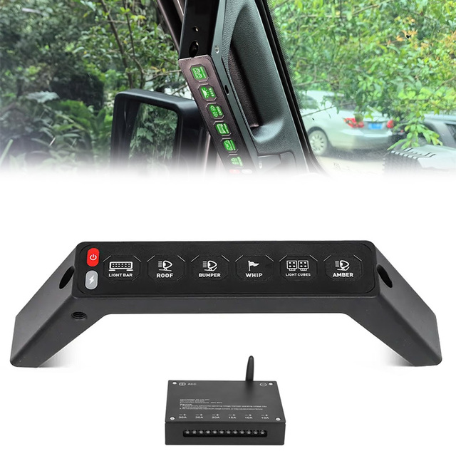 Aluminum 720W Grab Handle Switch Panel Wireless 6 Gangs Switch Panel for Jeep Wranger JL 2018-2023