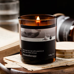 Venta al por mayor de lujo hogar decorativo romántico meditación cera de soja velas perfumadas con tapa de madera Festival aromaterapia velas bares - Product Image 3