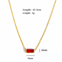 Pendentifs en forme de barre rectangulaire en zircon plaqué or en acier inoxydable |   Collier et bracelet étanches en forme de baguette avec pierre de naissance |   18k PVD