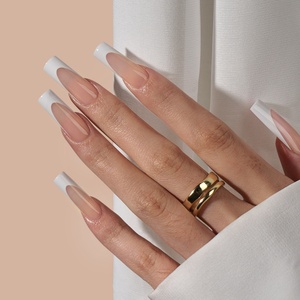 Uñas Postizas Reutilizables de Gel Suave, Punta Francesa, Cobertura Total, Stiletto Cuadrado, Extra Largas, 160 Piezas, Color Nude, Rosa, Marrón, Blanco - Product Image 2