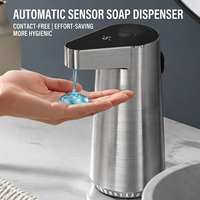Distributeur de savon automatique sans contact en acier inoxydable à fixation murale avec capteur 300 ml, batterie rechargeable, portable, pour hôtel et usage domestique