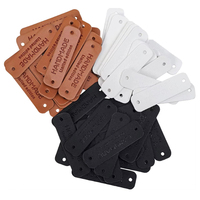 Étiquette en cuir gaufrée rectangulaire faite à la main, deux trous, code couleur PU pour jeans, chapeaux, sacs, décorations de vêtements pour enfants