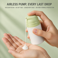 Flacon pompe sans air cylindrique personnalisé de 50 ml pour crème visage, en plastique PP de qualité supérieure, flacon sous vide pour lotion solaire