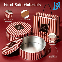 Boîtes rondes en métal pour biscuits, boîtes à biscuits personnalisées imprimées, boîtes à biscuits de qualité alimentaire avec sac cadeau en papier pour emballage cadeau de biscuits pour les fêtes