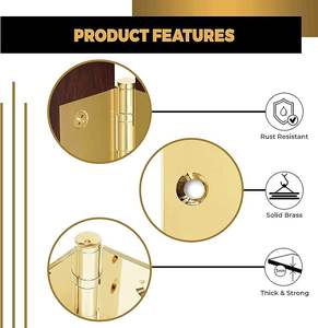 Шариковый латунный шариковый шарнир, полированный блестящий золотой Шарнир 3,5X3,5 дюймов, промышленный стальной шарнир для гостиниц - Product Image 3