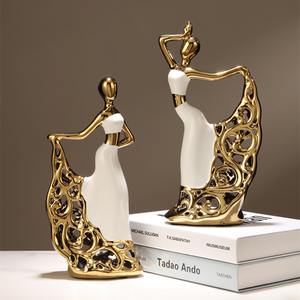 Luxuriöse Moderne Vergoldete Handgefertigte Tänzerinnen-Keramikfigur Raumdekoration Heimdekoration Weihnachtsgeschenk - Product Image 1