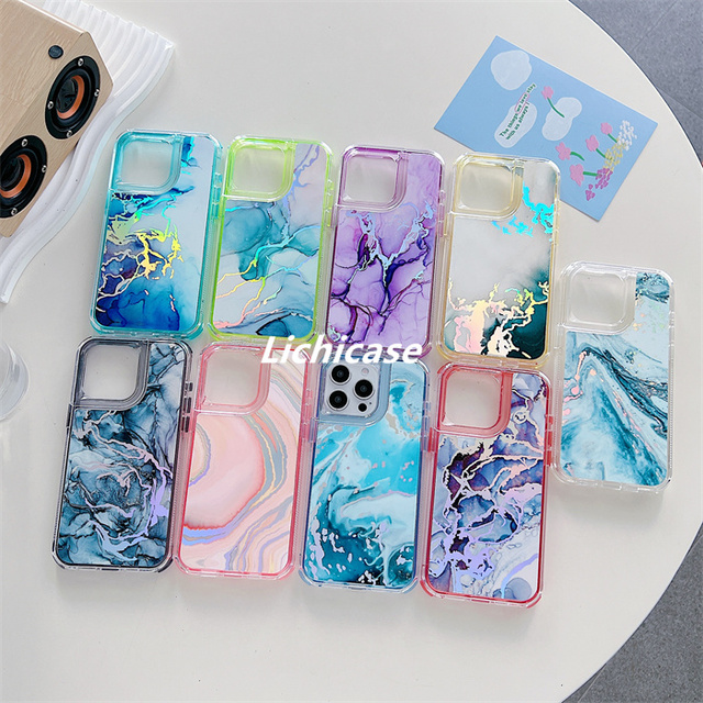 Lichicase Fashion Luxury Colorful Marble Pattern Custom Cell Case for Samsung A26 A36 A56 2 In1 Back Cover
