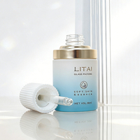 Flacon compte-gouttes en verre de luxe 30 ml pour huile essentielle pour les yeux, flacon vide de 1 oz pour sérum et huile de soin avec compte-gouttes à bouton-poussoir