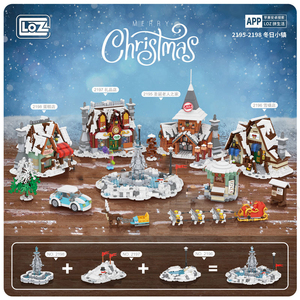 <span class=keywords><strong>LOZ</strong></span> 2195-2198 Village du Père Noël Boutique de traîneaux éducatifs Mini blocs de construction jouets moc Cake Shop puzzle briques jouets cadeau de Noël - Product Image 4
