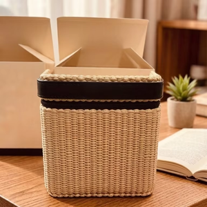 GWP Luxury Brand Handmade Leather Woven Ladies Handbag Jewelry <b>Box</b> Beach Vacation Storage Bag - Product Image 1