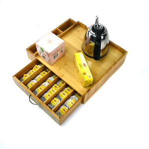 Bamboo 36 K-Cup Single Serve <strong>Coffee</strong> <strong>Pod</strong> <strong>Drawer</strong> with Side Condiment Caddy Organizer - Product Image 3