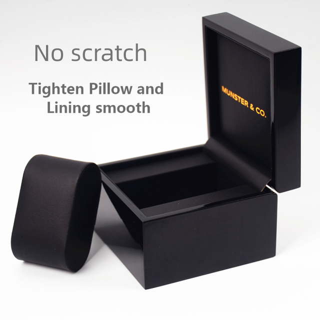 Professional Single Watch Box Plain Piano Glossy Square Black Wood Protective for Outside Position