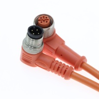 Connecteur circulaire M12 personnalisé à 4 broches, câble orange surmoulé IP67, mâle-femelle, câble de connexion pour capteur industriel
