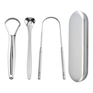 Raspador de lengua de acero inoxidable reutilizable ecológico con logotipo personalizado, limpiador de lengua para cuidado bucal para adultos y niños - Product Image 3