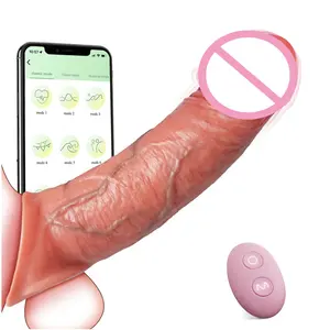 Aplicación de control remoto 9 modos manga del pene vibrador, 4 en 1 extensor de pene masculino agrandar prolongar juguetes sexuales vibradores