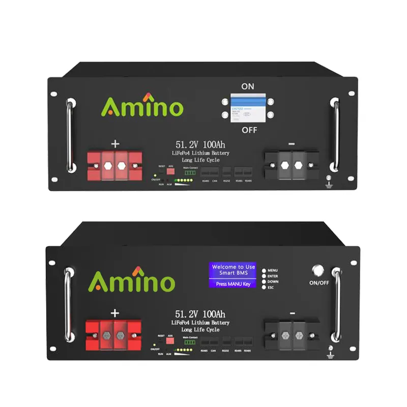 Amino home energy storage 200ah bateria 48v 5kwh lifepo4 bateria lítio 10kw lifepo4 51.2v rack do servidor bateria lifepo4 48v