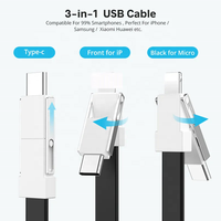 Artículos Promocionales de Regalo, Mini Cable USB Magnético 3 en 1, Duradero, con Llavero, Carga Rápida para Teléfono, Banco de Energía y Escáner de Código de Barras