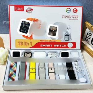 Montre connectée TFT carrée R0CK (001-002-003-004) avec longue autonomie, bracelet en silicone, double écouteurs et pack multi-bracelets - Product Image 5