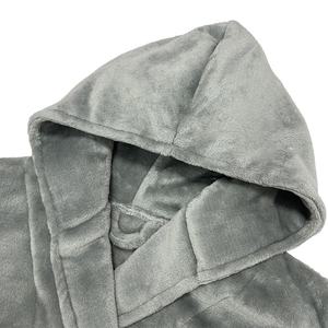 Unisex Soft Customizable Flannel Fleece Bathrobe Long Winter Sleepwear for Men Women Spa Bath <strong>Hooded</strong> <strong>Robe</strong> - Product Image 4