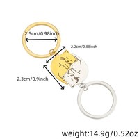 Porte-clés en métal doré en acier inoxydable, breloques de sac bicolores, porte-clés assortis pour couple, porte-clés mignon double chat qui s'embrasse avec cœur, cadeaux