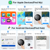 Traceur MFi BLE pour Apple Find My et Google Find My Device, localisateur d'objets intelligent Bluetooth étanche à double système avec batterie