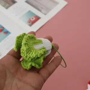Fashion Knitting Vegetable Keychain Cute Mushroom Keyrings For Car Keys Creative Knitted Broccoli Keychain For Bag Accessories