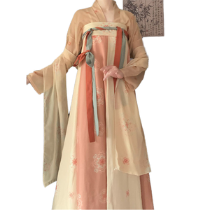<span class=keywords><strong>Han</strong></span> Tang Huayun Hanfu Originale da Donna, Nuovo Stile Fuyao, Abito Intero con Stampa a Petto, Gonna a Stampa, Stile Tang, in Poliestere, Lunghezza al Ginocchio, Grazioso - Product Image 1