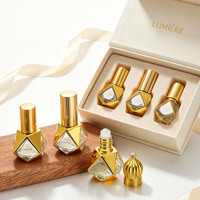 En stock – Flacon de parfum de luxe en verre doré de 8 ml, vide, pour huiles essentielles, avec applicateur roll-on et vaporisateur, portable, idéal pour cadeau, vente en gros