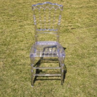 Chaise Napoléon en résine cristalline transparente, empilable et portable, pour mariage, banquet, événement, fête en plein air ou en intérieur