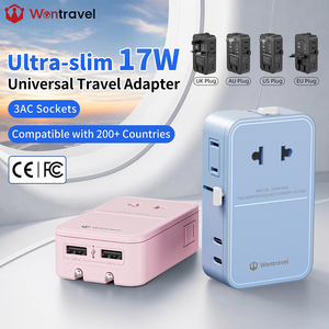 Wontravel 3AC <b>Sockets</b> 17W Colorful 7 in 1 Worldwide Travel Adaptor Dual USB Travel Adapter for Korea - Product Image 1