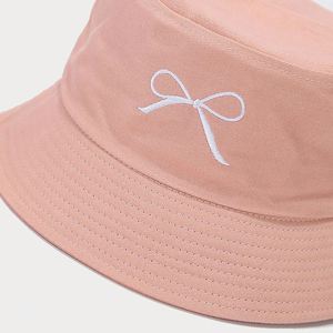 Korean Fashion Trend Bow Embroidery Ladies Bucket Hat Simple Macaron Beach Sun Hat with <b>Leaf</b> Pattern for Daily Casual Fishing - Product Image 5
