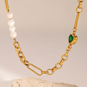 Collares de Corazón Verde con Perlas de Agua Dulce y Diamantes de Imitación de Acero Inoxidable y Oro de 18k de Alta Calidad 2025 para Fiestas y el Día de la Madre - Product Image 4