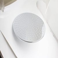 Système de douche thermostatique LED chromé 16 pouces avec noyau de valve en céramique, 6 jets latéraux, jet de pluie doux et douchette à trois poignées