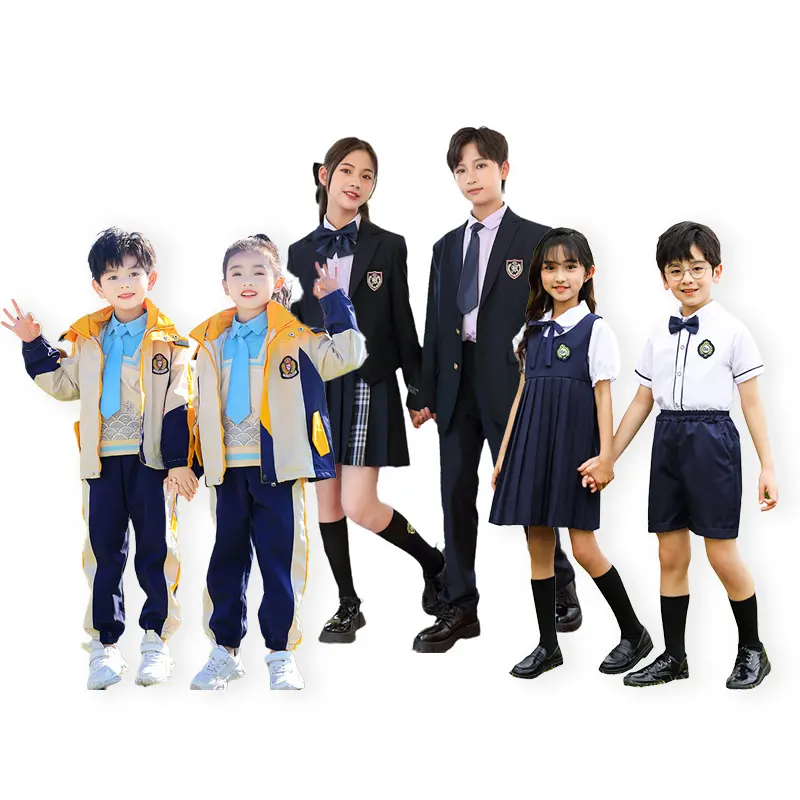 Custom OEM Design Wholesale Primary Children Kid Uniform Set High Middle University Kindergarten School Uniforms