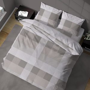 Ensemble de housse de couette 100% coton, design écossais, lit simple italien 155x200cm - Product Image 2